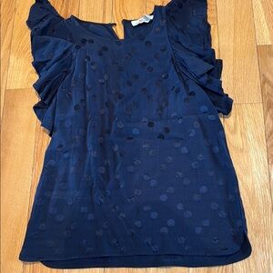 Navy Blue Ruffle Sleeve Top